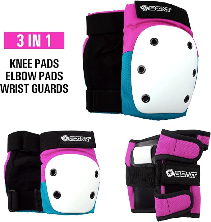 Bont Skates– Junior/Kids Triple Pad Protection Set with Knee Pads, Elbow Pads and Wrist Guards