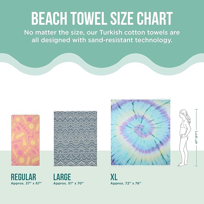Sand Cloud Turkish Beach Towel - Sand Proof - 100% Certified Organic Turkish Towel - Quick Dry Towel for Beach, Picnic, Blanket or Bath Towel - As Seen on Shark Tank - Gocek (Sage Green)