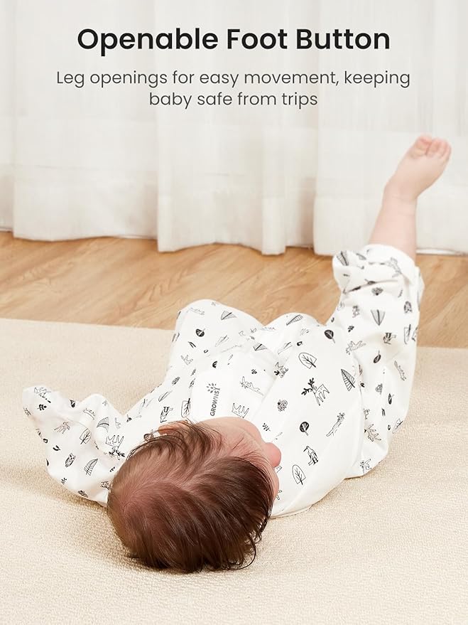 GROWNSY Transitional Swaddle Sleep Sack 6-12 Months, Starfish Design Baby Swaddle Sack, Dual-Zipper for Easy Diaper Changes, Proper Hip Development & Openable Foot Button, 19-27 lbs, Munchkin Forest