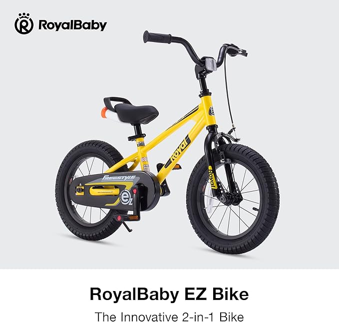 RoyalBaby Kids Bike Freestyle Classic & EZ Balance Pedal Switchable Bicycle, 12 14 16 18 Inch, 3-10 Years Toddler to Big Kids