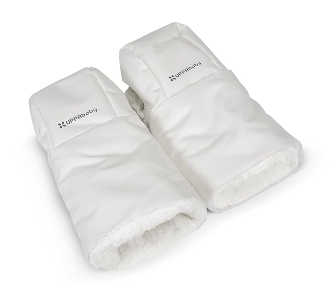 UPPAbaby CozyHandmuff - Easily Attaches to Stroller Handlebars - Ultra-Plush, Weather-Proof Hand Protection - Bryce (White Marl)