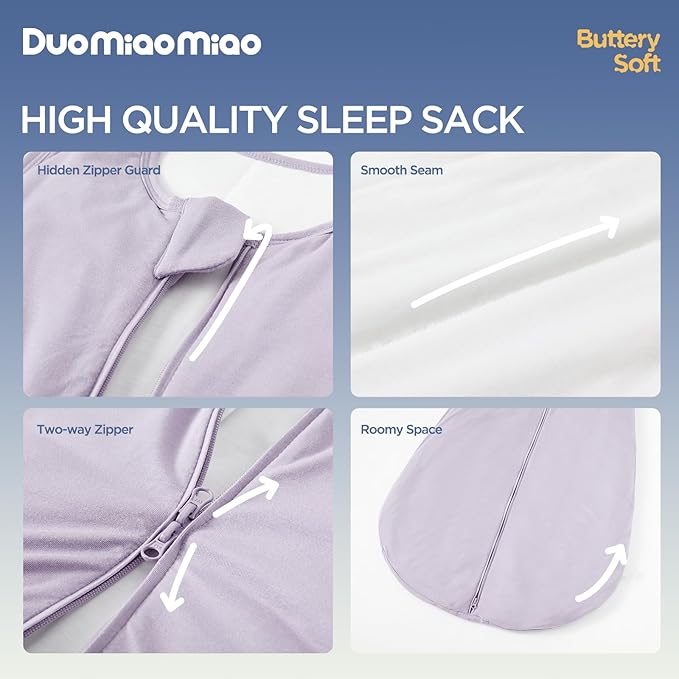 Duomiaomiao Rayon Made from Bamboo Baby Sleep Sack 1.0 TOG, Buttery Soft Wearable blanket Baby, Baby Sleeping bag for Babies