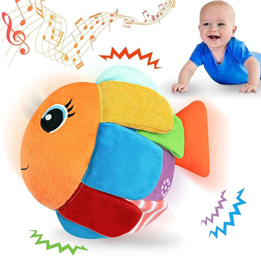 Crawling Baby Music Toys 6+ 12-18 Months - Dancing Walking Moving Bouncing Learning Fish Tummy Time Toy Sensory Toddler Toys for 1-3 Year Old Christmas Birthday Gifts Stocking Stuffers