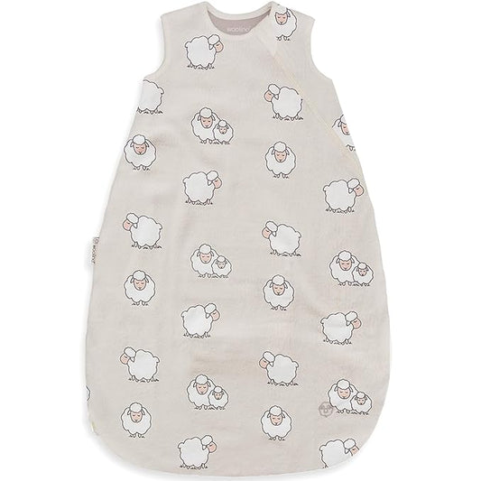 Woolino Merino Wool and Organic Cotton Baby Sleeping Bag - 4 Season Classic Sleep Sack - Two-Way Zipper Sleeping Bag for Baby and Toddler - 18-36 Months - Sheep