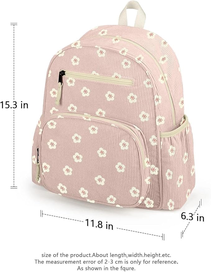atgark Corduroy Kids Backpack for Girls, Girls Backpack 5-9, Kindergarten Elementary School Bookbag for Girl 15.3" H Fit Folder
