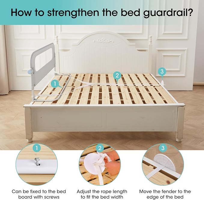 Baby Bed Rail Guard for Toddlers - 70" Toddler Bed Rails for Twin, Full, Queen, King Bunk Size Bed Swing Down Bedrail Extral Tall Child Safety Side Railing Guards for Kids Gray