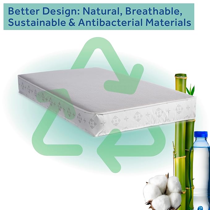 Sealy Baby Airy Night Diamond Breathable Crib Mattress, Made in USA, GREENGUARD GOLD Certified, Supportive & Sustainable Mesh Surface, 2 Stage, Toddler Bed Fit, Safety & Quality Tested, 52x28"