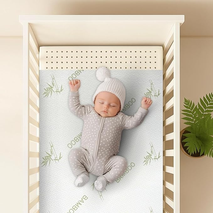 ORGANIC TEXTILES Organic Baby Mattress Topper with Rayon Derived Bamboo Removable Cover - GOLS/GOTS Certified Breathable 2" (30"x15")