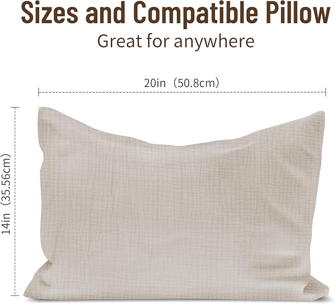 Toddler Pillowcases for 14"x20" Pillow 2 Pack, Muslin Small Toddler Baby Kids Travel Pillow Covers for Boys Girls with Envelope Closure (Blue, 14 x 20 Inch)