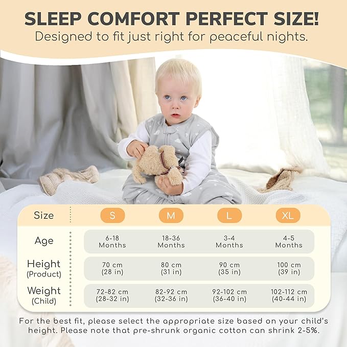 Mama Cheetah Toddler Sleep Sack with Feet, 1.0 TOG Organic Cotton Baby Wearable Blankets with Legs, Baby Sleeping Bag for Walkers, Early Walker 6-18 Month