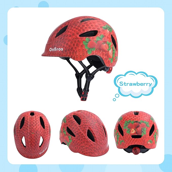 Kids Bike Helmet, OnBros Kid Bicycle Helmet for Girls and Boys with Light Lightweight Kids Helmets Certified Toddler Helmets for Kids 3-5-8-10 Age (46-50-55 cm)
