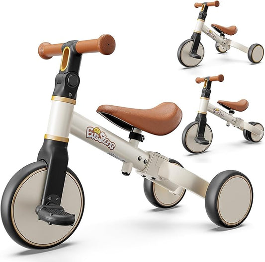 5-in-1 Toddler Bike, Kids Balance Bike & Ride-On Tricycle for 18 Months to 4 Years, Outdoor and Indoor Gift Bike for 1-3 Year Old, Birthday Present Toy for Boys & Girls, White