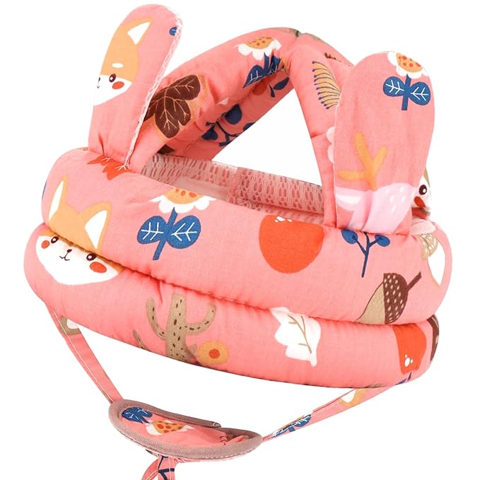 Baby Head Protector with Jaw Guard, Accmor Cute Baby Helmet for Crawling Walking Running, Breathable Protective Cap Infant Baby Headguard Soft Cushion, Anti-Collision Toddler Helmets for 6m-24m Girls