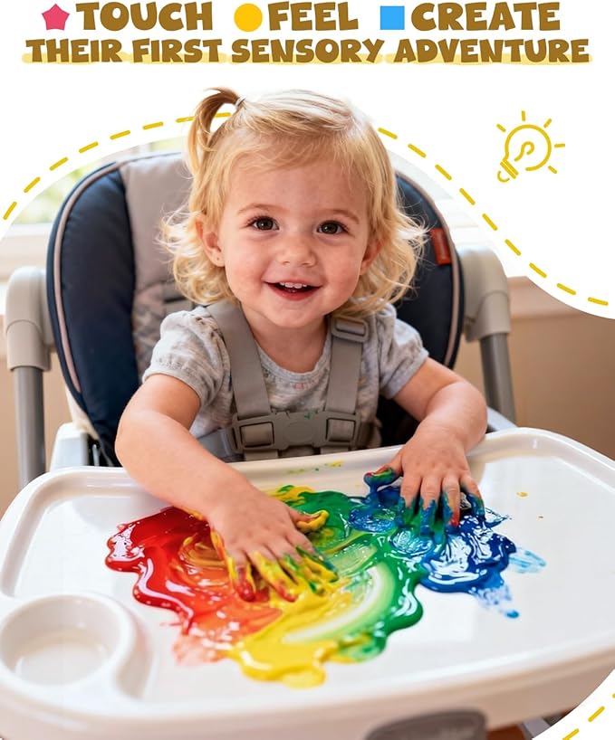 JUPITEARTH 10 Colors Washable Tempera Paint Set, 4.06oz(120ml) Non Toxic Finger Paints for Toddlers and Kids, Included Brush, Cups, Art Smock