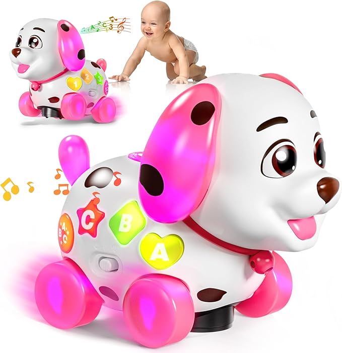 Toys for 1 Year Old Girl Gifts, 1st Birthday Gril Gift, Baby Toy 6-12-18 Months, Musical Puppy Toddler Learning Toy for 1 Year Old Boy Gift Present, Bilingual Toys with Music Light