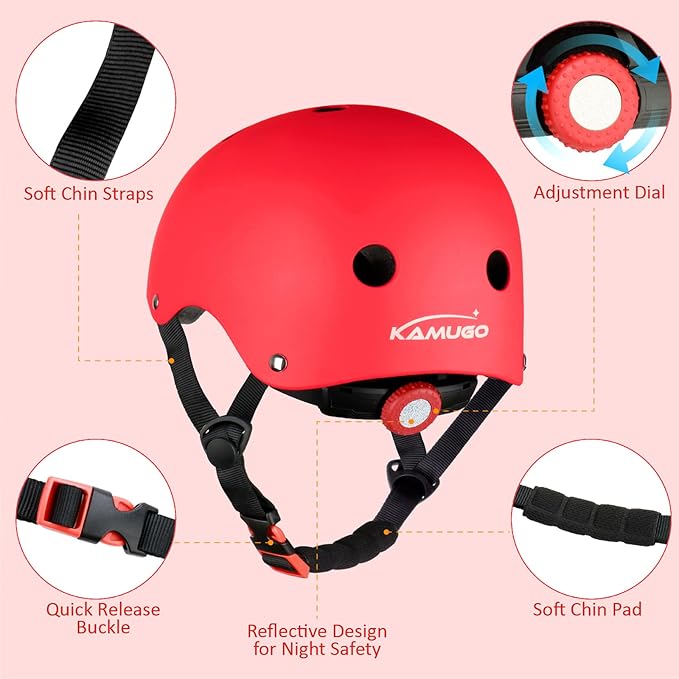 KAMUGO Kids Adjustable Helmet, Suitable for Toddler Kids Ages 2-14 Boys Girls, Multi-Sport Safety Cycling Skating Scooter Helmet