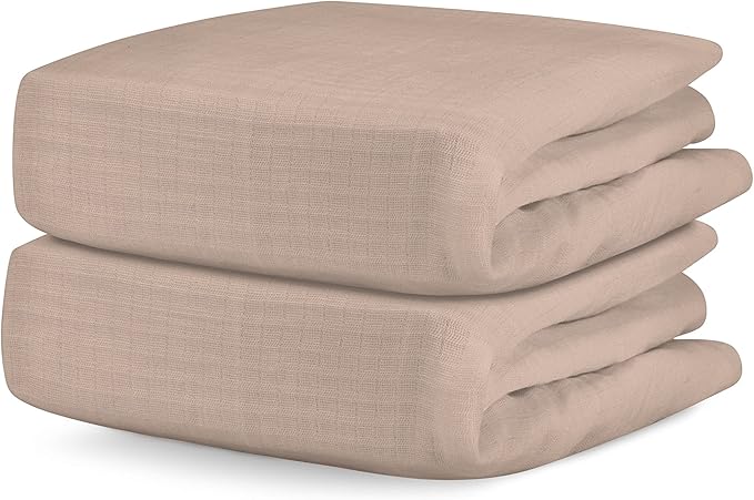 Newton Baby Fitted Crib Sheet (2-Pack) - Ultra Breathable and Soft, Organic Cotton, Fits All Standard Cribs, Clay