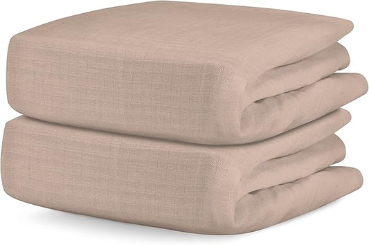 Newton Baby Fitted Crib Sheet (2-Pack) - Ultra Breathable and Soft, Organic Cotton, Fits All Standard Cribs, Clay