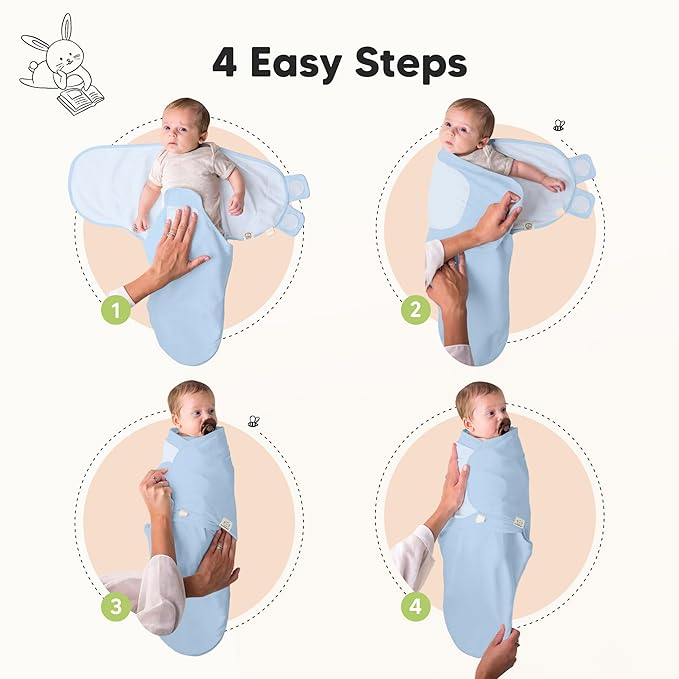 KeaBabies 3-Pack Organic Baby Swaddle Sleep Sacks - Swaddles for Newborns, Infant 3-6 Months, Baby Girls, Boys, Soft & Snug Newborn Sleep Sack, Nursery Swaddling Blankets (ABC Land Cloud, Large)