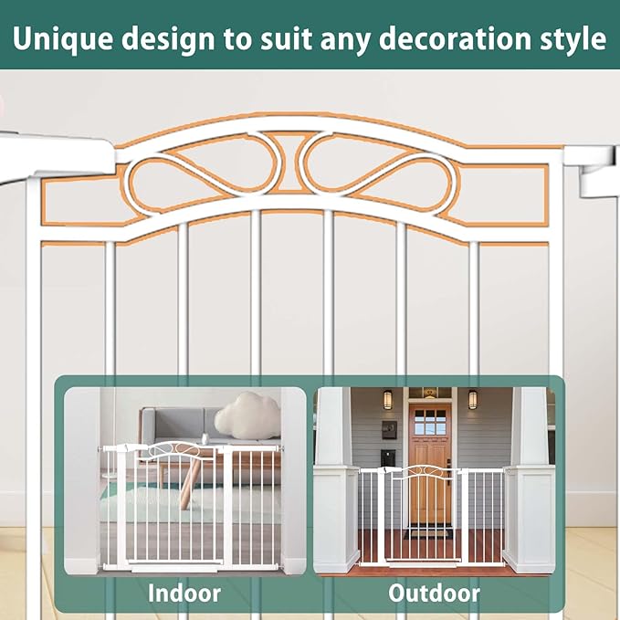Fairy Baby 62.6"-65.3" Extra Wide Press Mounted Baby Gate Indoor for Kids Or Pets Walk Thru No Drill Long Dog Gates for The House Doorway Child Safety Gate
