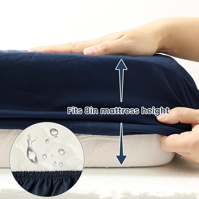 david's kids 2 Pack 52''x28'' Waterproof Crib Mattress Protector Pad Cover Stretch up to 8", Fitted Standard Crib and Toddler Mattresses, Ultra Soft and Breathable for Boys Girls, Grey & Navy Blue