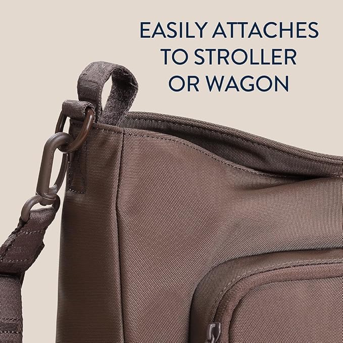 Itzy Ritzy Belong Cargo Caddy - Attaches to Stroller or Wagon; Also Includes Shoulder/Crossbody Strap (Mocha)