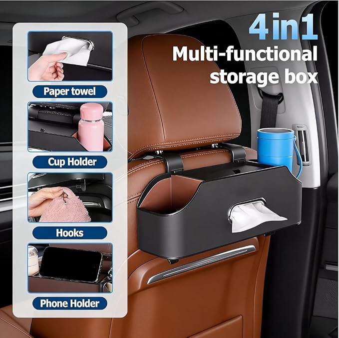 2026 new car breeze organizer ，Car Backseat Organizer Holder，Upgraded Multifunctional Car Storage Box ，Multifunctional Back Seat Car Organizer for Hold Phones, Drinks, Snacks,and Handbags (white)