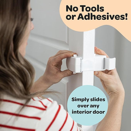 Huglock - The Snap-On Door Lock Kids Can't Reach or Defeat - No Tools or Adhesives Required - Works With Door Knob, Lever or Handle - Childproof Safety Locks are Toddler, Baby and Child Proof (2 pack)