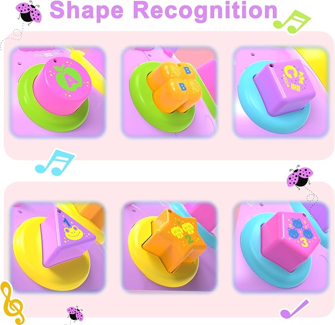 Musical Ladybug Baby Toys 6-12 Months, Infant Early Educational Learning Toy for 1+ Year Old Girl, First Birthday Gift Toys for 7 8 9 10 11 Months Newborn Girls (Purple)
