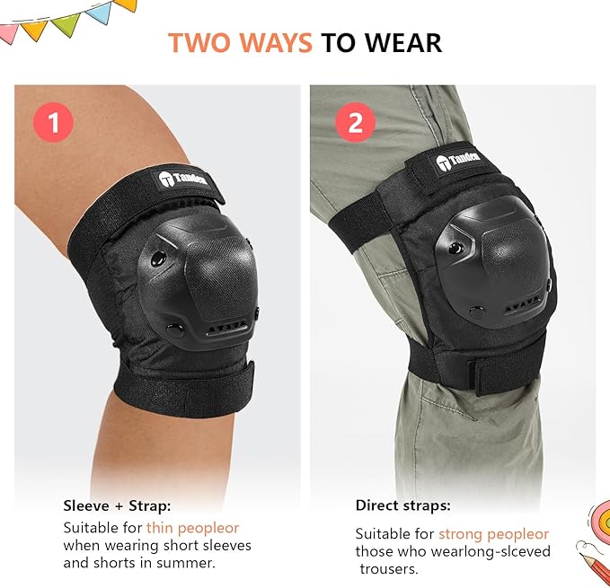 Skateboard Protective Gear Knee Pads and Elbow Pads Set, Elbow and Knee Pads for Roller Skating Wrist Guards Skateboarding Pads