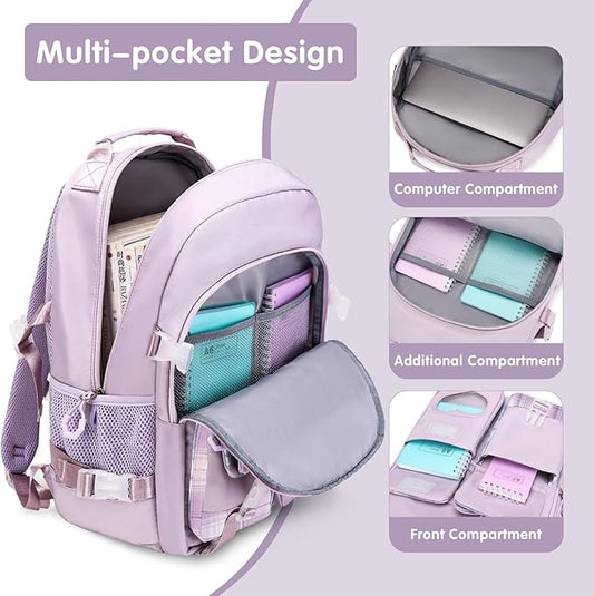 ACESAK Backpack for Girls - Bookbag Backpacks Schoolbag for Girls Kids Teen Women Casual Travel Daypacks - School Bag Elementary Middle School College Cute Backpack with Lunch Box (Purple)