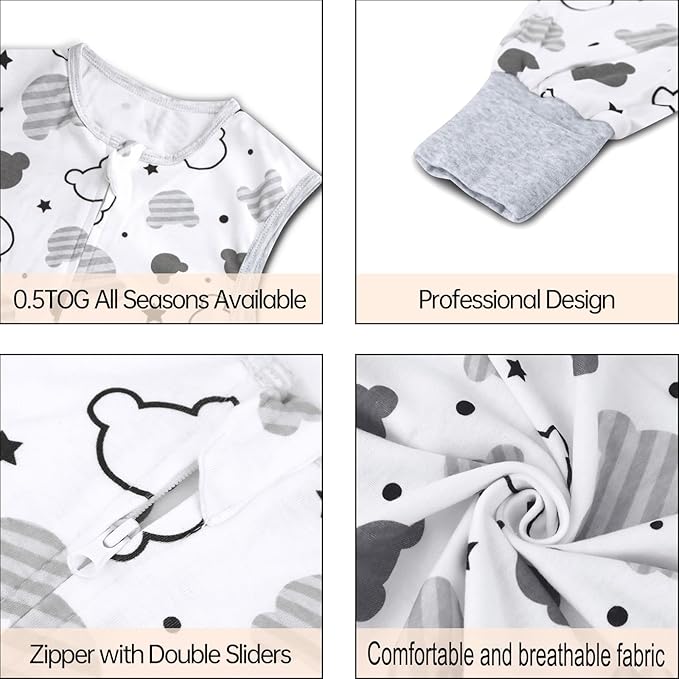 Toddler Sleeping Sack, Toddler Sleep Sack with Feet, Walker Wearable Blanket, Baby Sleeping Sack with Legs,0.5Tog（Bear 2T-3T）