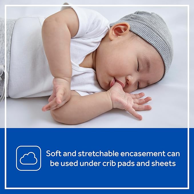 Sealy Baby SafetyCase Breathable Waterproof Crib Mattress Protector Pad, Toddler Bed Cover, Zippered Bedding Encasement, Noiseless, Machine Washable / Dryer Friendly, 52x28” - White