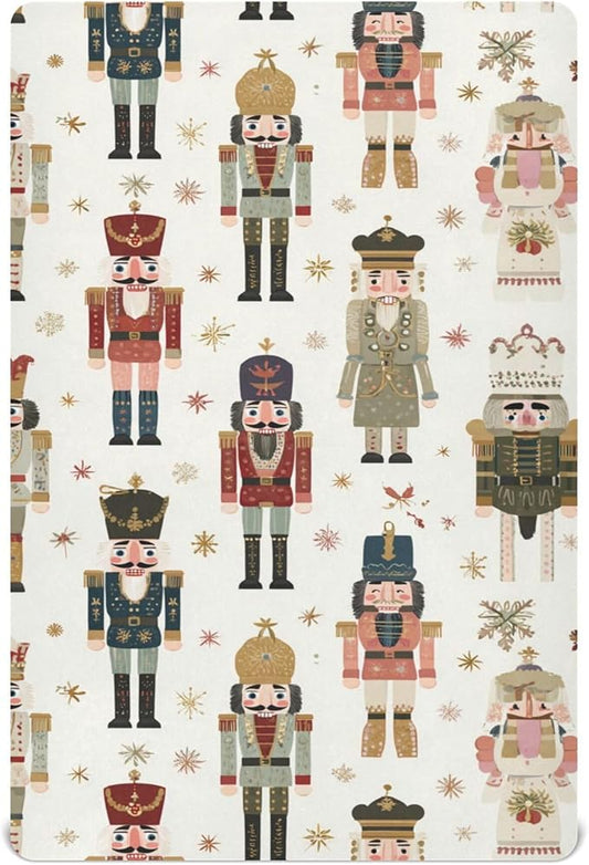 Christmas Nutcracker Vintage Crib Sheets Soft Breathable Fitted Baby Crib Sheets Mattress Cover for Girls Boys, 52" x 28" x 9"