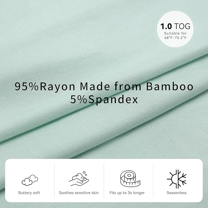 Unisex Rayon Bamboo Baby Sleep Sack TOG 1.0, Toddler Sleeping Sack 0-6 Months, 2-Way Zipper YKK