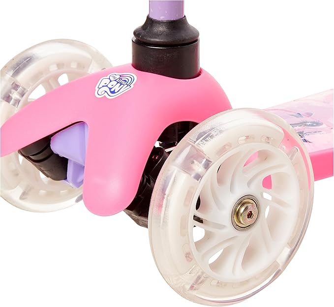 Self Balancing Kick Scooter with Light Up Wheels, Extra Wide Deck, 3 Wheel Platform, Foot Activated Brake, 75 lbs Limit, Kids & Toddlers Girls or Boys, for Ages 3 and Up