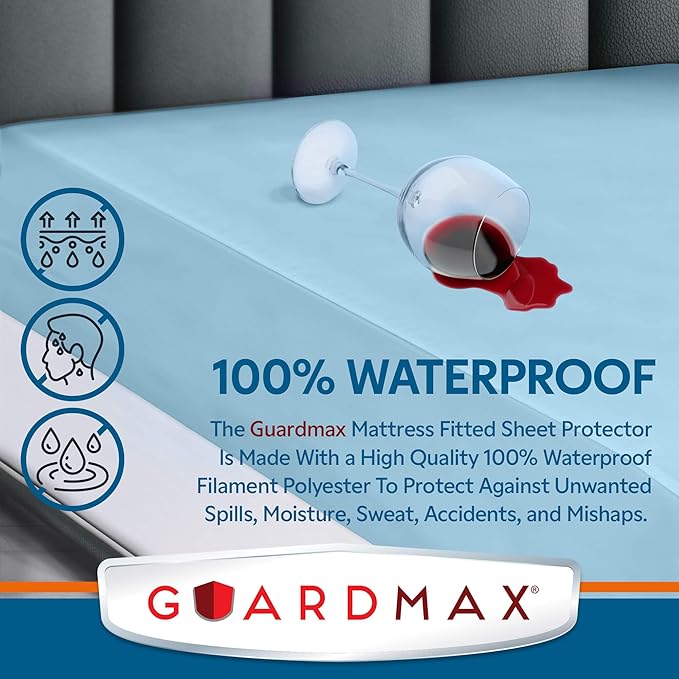 Guardmax Jersey Knitted Full Size Mattress Protector - Waterproof & Dust Mite Proof Mattress Cover with Stretchable Pockets - Soft, Comfortable, & Noiseless Waterproof Fitted Sheet.(54 x 75 x 13)