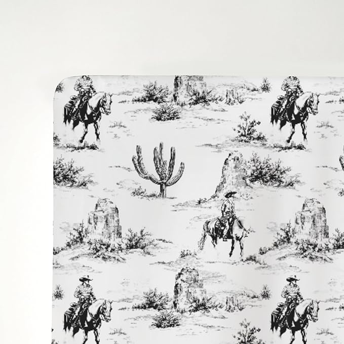 Vintage Western Cowboy Baby Crib Sheets for Boy Girl 28"x52" Retro Cowboy Horse Cactus Soft Stretchy Fitted Crib Mattress Cover Wild Desert Baby Sheet for Standard Crib & Toddler Mattress Pads