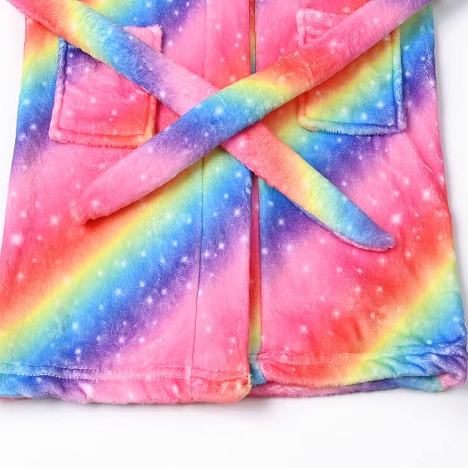 CHILDRENSTAR Girls Robe Kids Bathrobes Plush Soft Fleece Pajamas Sleepwear