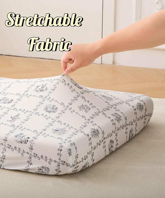 SDY Jersey Floral Crib Sheets for Baby Boys and Girls,52”x28”x8,2 Pack,Neutral Flower Standard Oval/Retangle Crib Mattress Sheets for Toddler,Super Soft Breathable