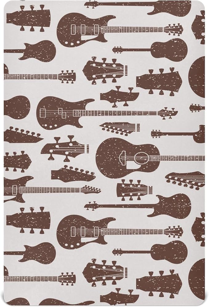 Retro Guitars Crib Sheets Soft Breathable Fitted Baby Crib Sheets Mattress Cover for Girl Boys, 52" x 28" x 9"