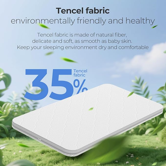 35x20 Rectangle Baby bassinet mattress: 2" Thick Dual Side Gel Memory Foam Bassinet Mattress Fit for Yamesmile/Bellababy/AMKE/ANGELBLISS Baby Bassinet - Exact Fit Replacement Bedside Bassinet