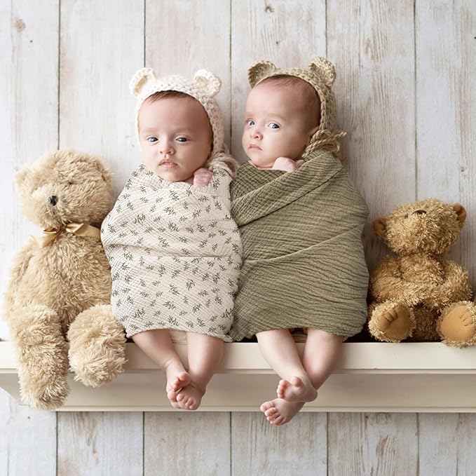 lulumoon Baby Muslin Swaddle Blankets: Soft Receiving Blanket for Newborn - Cotton Swaddling Blanket for Neutral 2Pack(Leaf Autumn)