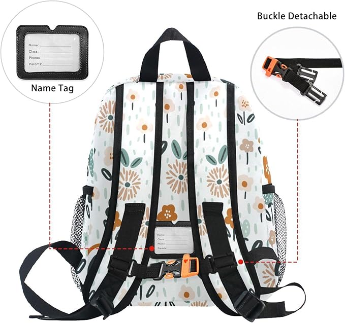 ALAZA Cute Toddler Backpack Floral Rainbows Backpack for Boys Girls Kindergarten Backpack Toddlers Daycare Bag Preschool Backpack