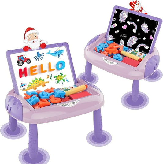 Gifts for 1-2 Year Old Girls,Toddlers Toys with Magnetic Letters and Numbers, Art Easel for Kids 1 2 Year Old, Girl Birthday Christmas Gifts (Purple)