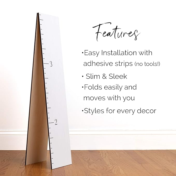 HEADWATERS STUDIO Wooden Growth Chart for Wall - Size Height Chart for Kids, Growth Measuring Board and Kids Height Wall Chart, Growth Chart for Kids, Height Chart for Wall - Modern White (63"x6.7")