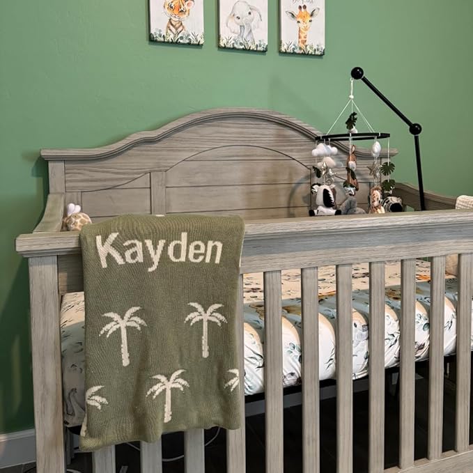 Personalized Icon Pattern Blanket – 100% Organic Cotton Customized Baby Blanket, Custom Name, Bassinet 30x40, Gift for Baby Shower, Birthday Present, Girls and Boys, Toddlers Kids, Made In America