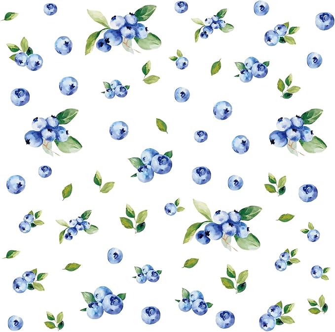 Blueberries Wall Stickers Decor, Kitchen Stickers Wall Decor, Kitchen Wall Stickers, Removable Peel and Stick Fruit Decals for Nursery, Playroom, Girls Bedroom, Living Room