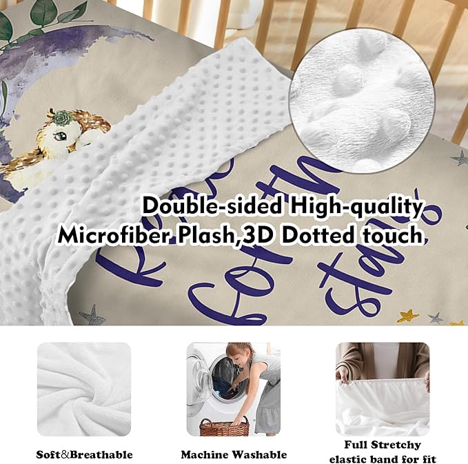Personalized Baby Crib Bedding Set: 4 Piece Custom Gift Crib Bed Set with Name - Purple Owl Design, Nursery Bedding Set for Baby Girls,Newborn Girls Crib Sets, Crib Bedding Shower Gifts