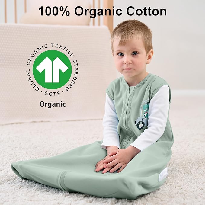 Yoofoss Baby Sleep Sack 6-12 Months Wearable Blanket for Babies 100% Organic Cotton 2-Way Zipper TOG 0.5 Toddler Sleeping Sack 3 Pack, Comfy Lightweight Sleep Sacks